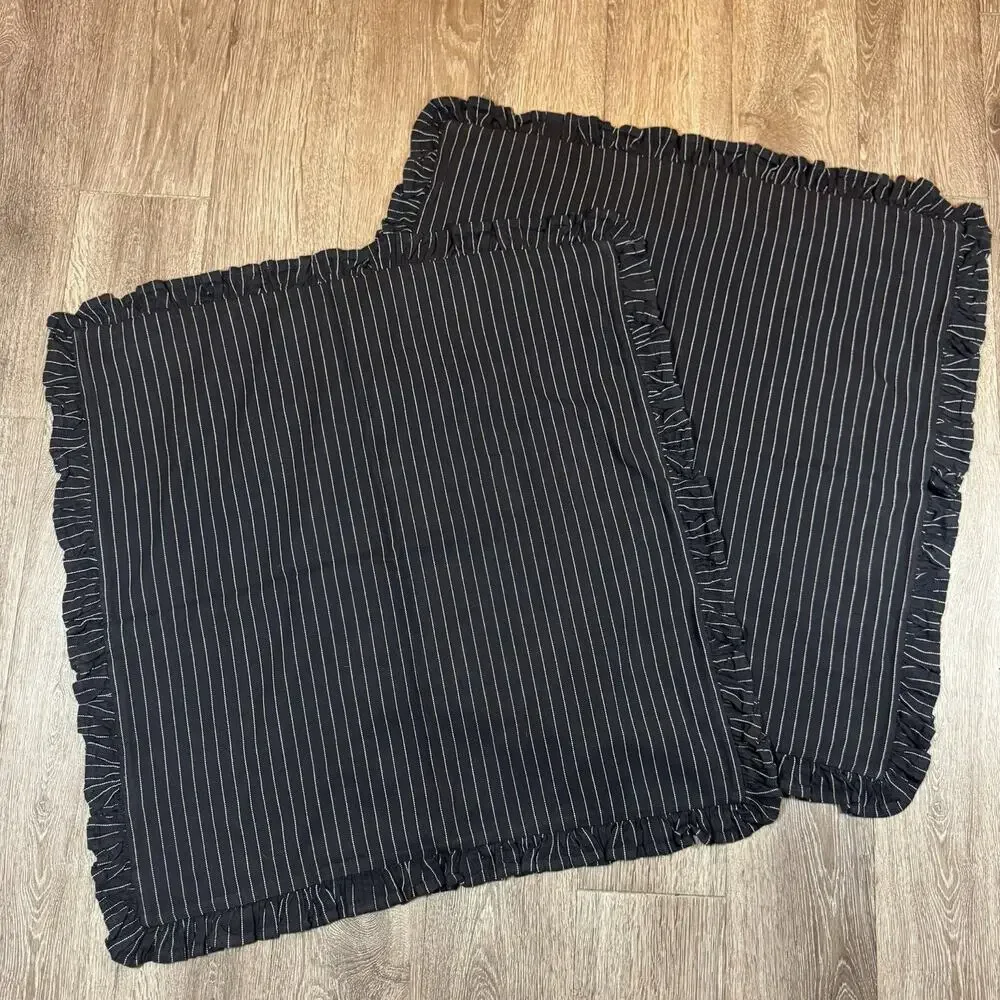 2 X Ralph Lauren Seville European Euro King Pinstripe Black & White Shams